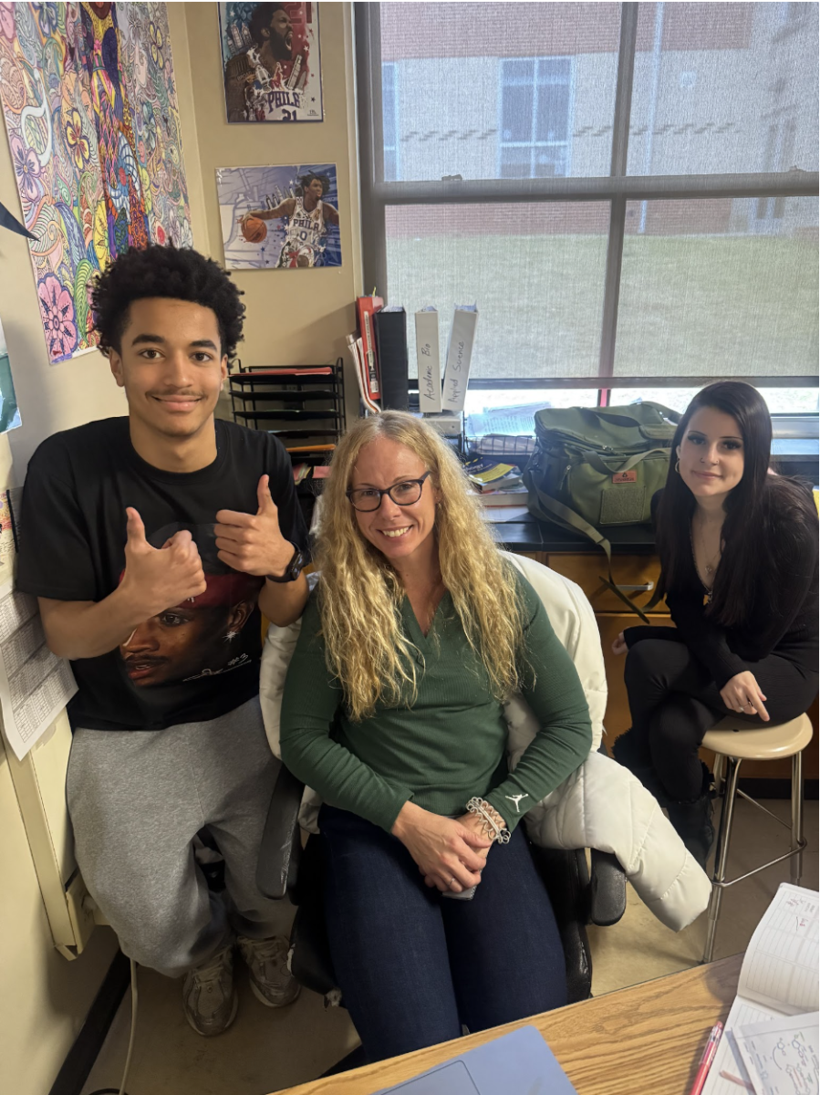 Pictured Left to Right- Student Larry Whitehead, Bio Teach Ms. Kratz, & Student Avery Appleton